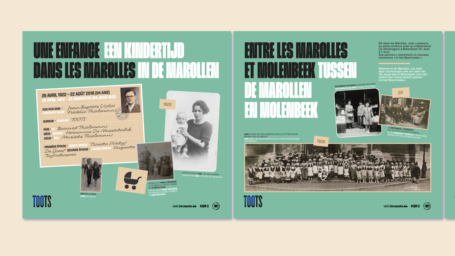 Exhibition panels honoring Toots Thielemans at Brussels Metro 3 construction site