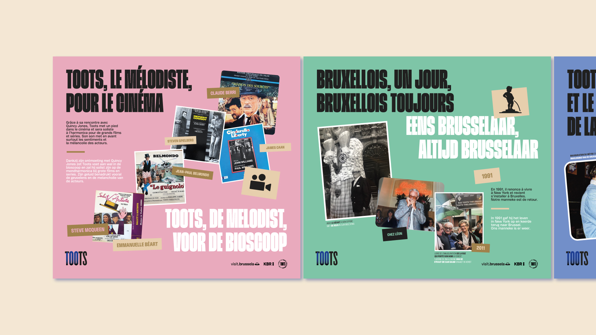 Exhibition panels honoring Toots Thielemans at Brussels Metro 3 construction site