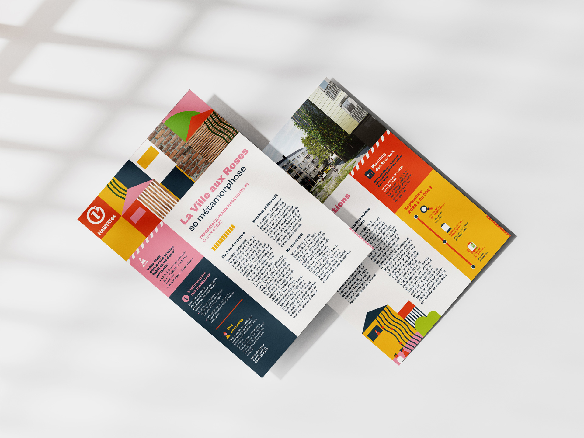 Mosaic-style flyer mixing illustrations, photography, and typography
