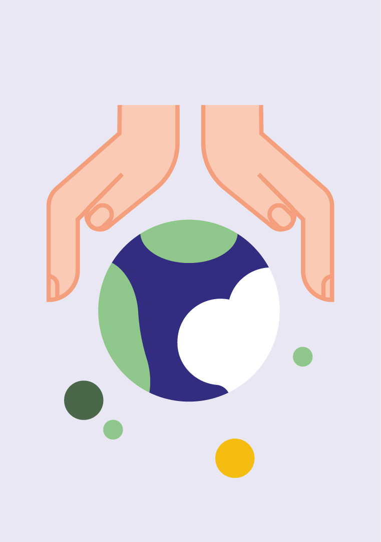 Overview of several illustrated 'Comment faire?' pages using a warm flat design style to explain public initiatives in Orvault - taking care of the planet