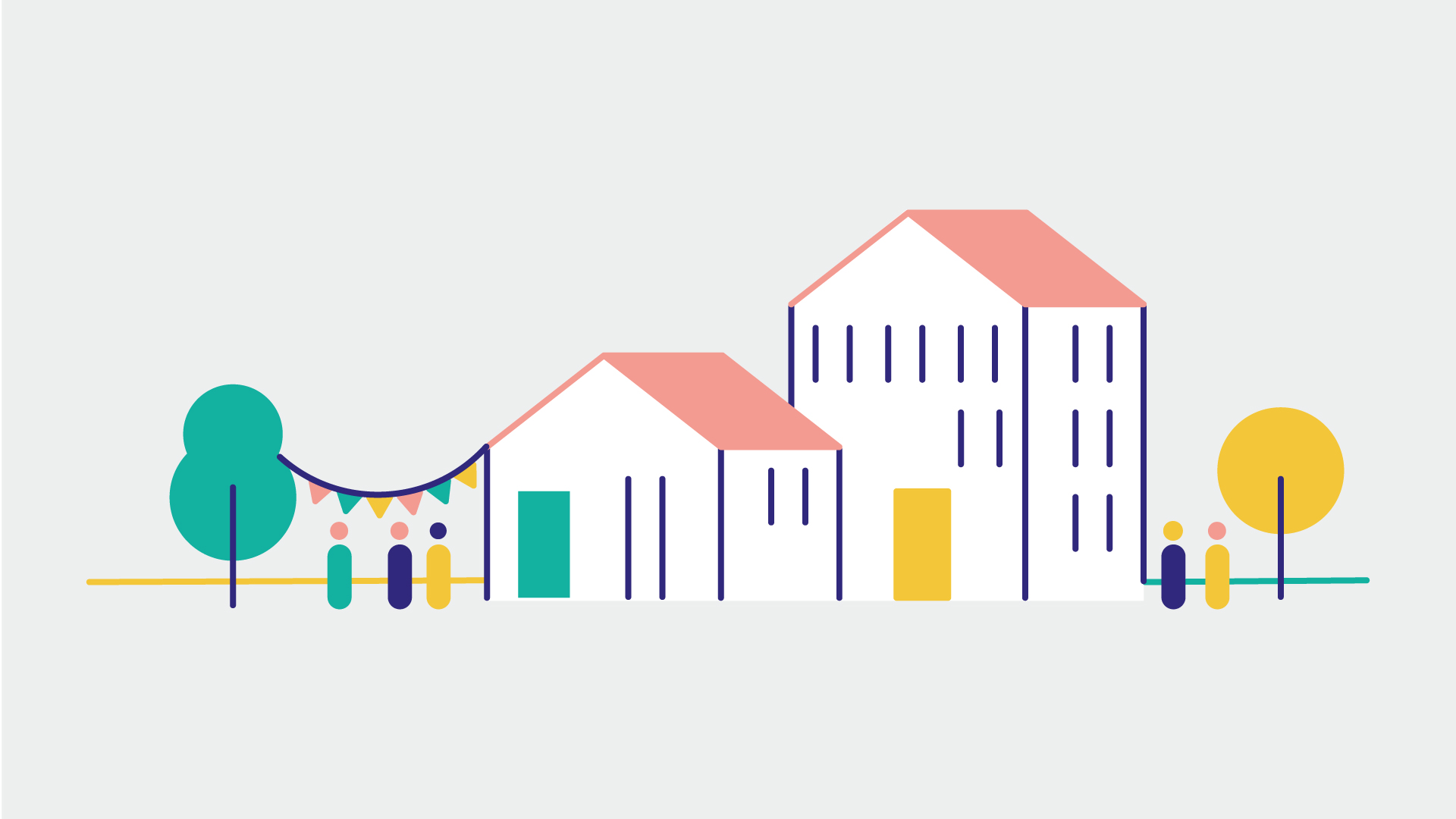 Overview of several illustrated 'Comment faire?' pages using a warm flat design style to explain public initiatives in Orvault - house of the town